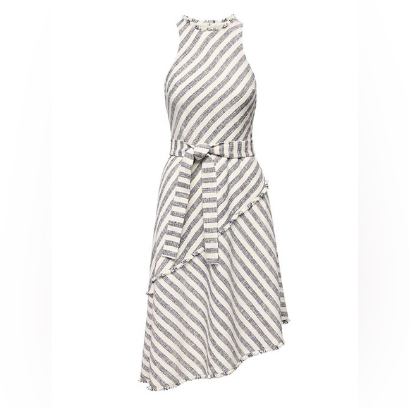 Banana Republic Asymmetrical Striped Dress - Black Gray and White - Picture 1 of 9
